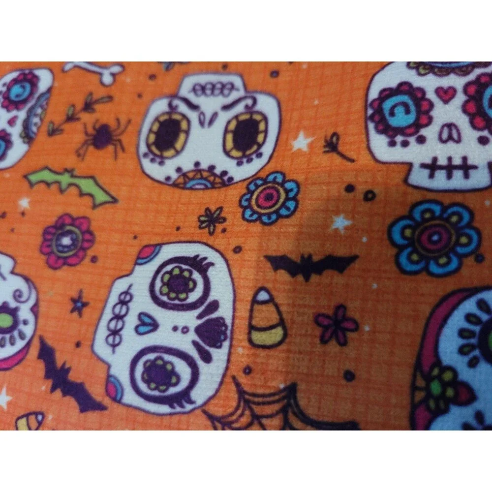 NEW 2 Pack Halloween Pet Dog Bandanas Sugar Skull Candy Corn Pumpkin Bats LG/XL